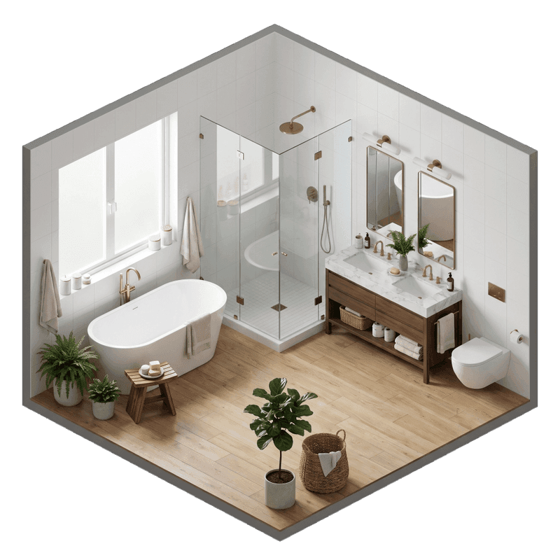Checkéo - Relevé d’état des lieux et inventaire mobilier : Bain Scandinave & Robinetterie Laiton